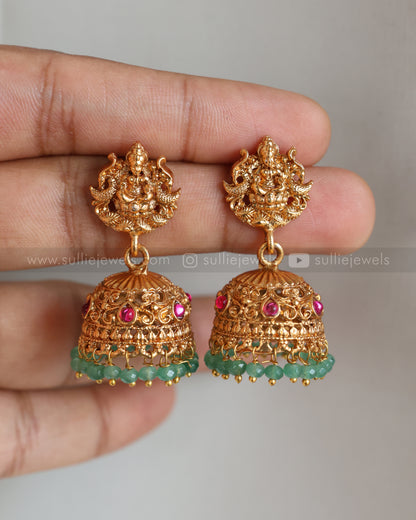 6064 - Sullie Basic - Goddess Pink Stone Mint Beads Ball Chain Pendant with Jhumka
