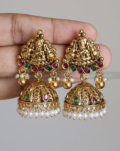 Lakshmi Premium Green & Pearl Beads Long Chain/Haaram with Jhumka