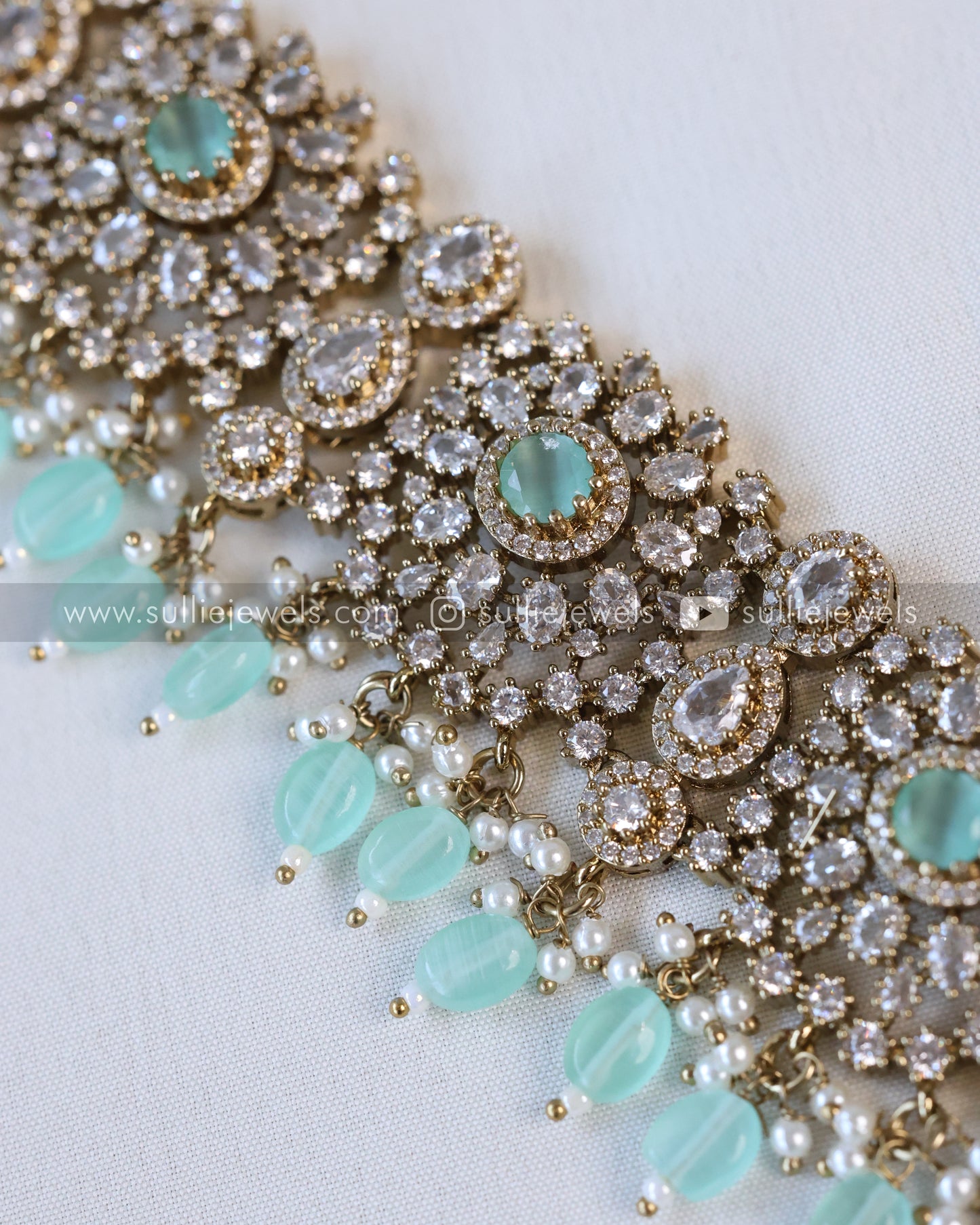 Floral Design Victorian Stone Premium Hipchain - 6 colours