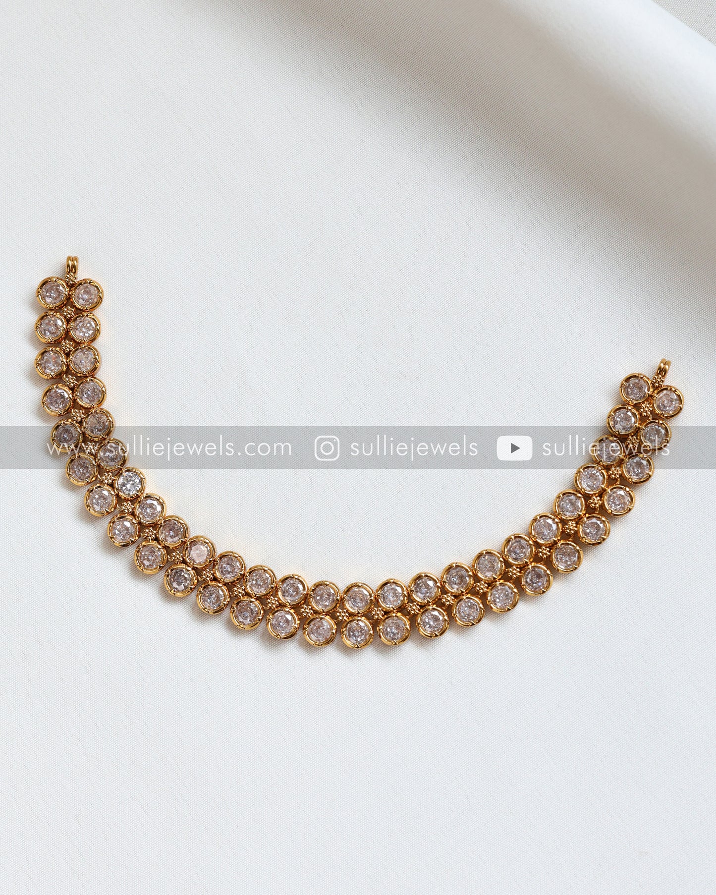 White Stone 2 Layer Necklace with Stud