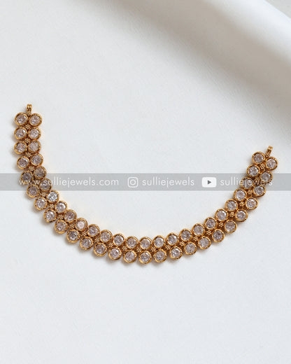 White Stone 2 Layer Necklace with Stud