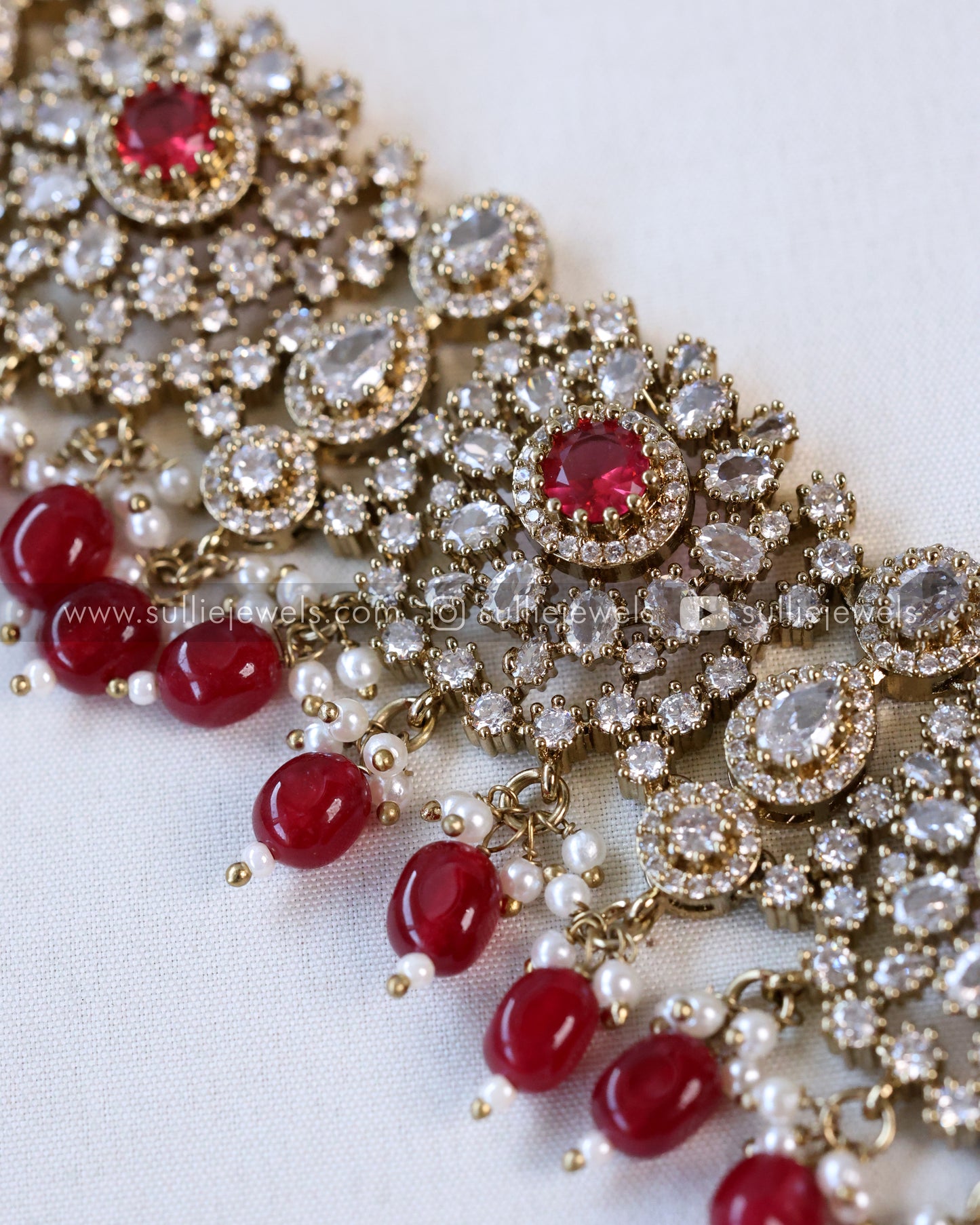 Floral Design Victorian Stone Premium Hipchain - 6 colours