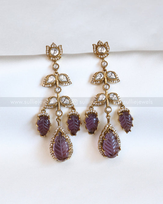 Violet Carved Marble Stone Earring