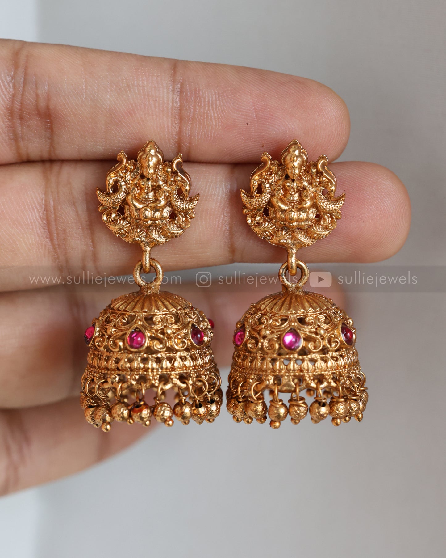 6067 - Sullie Basic - Goddess Gold Beaded Chain Pendant with Jhumka