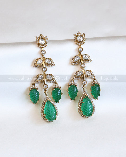 Green Carved Marble Stone Earring