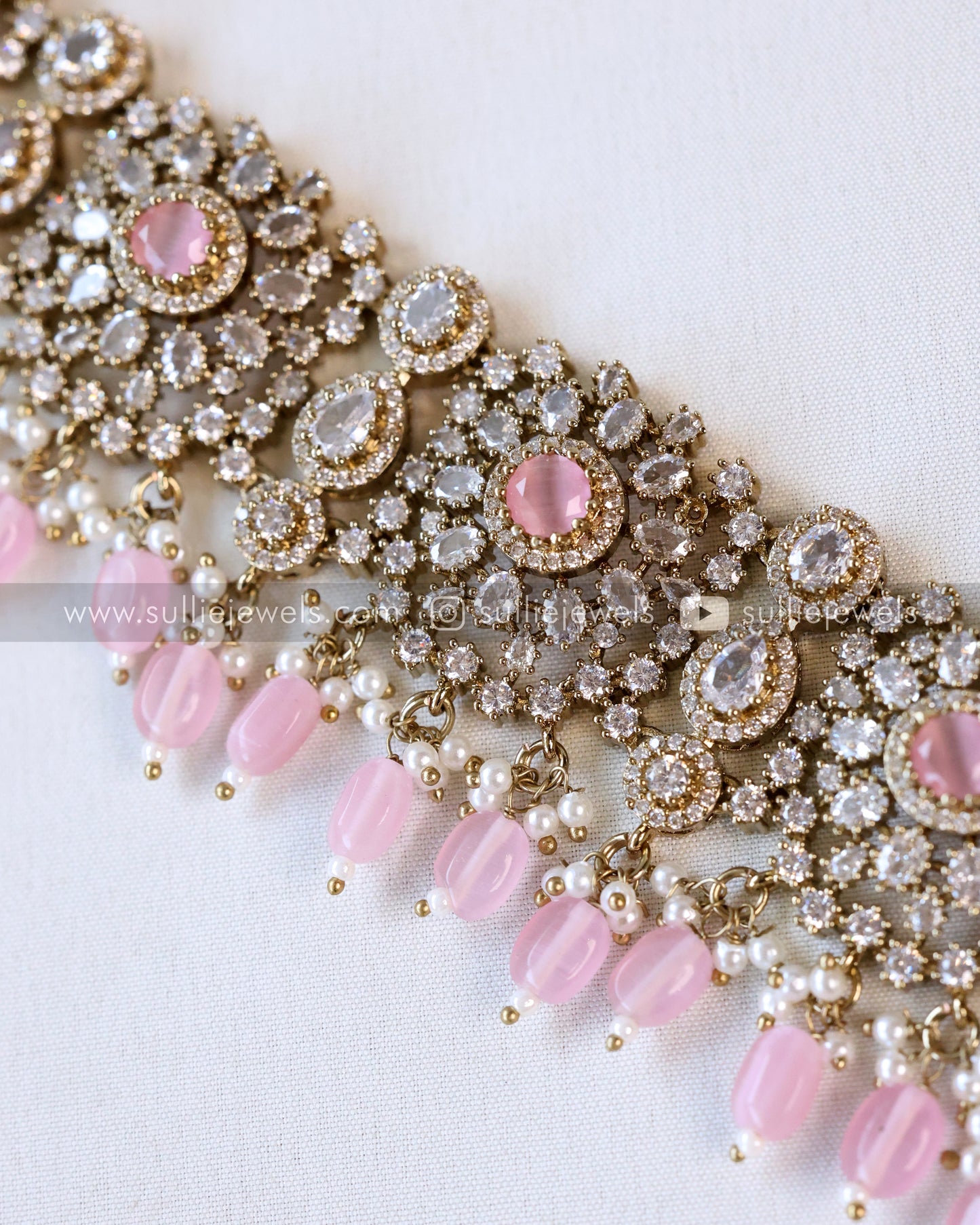 Floral Design Victorian Stone Premium Hipchain - 6 colours