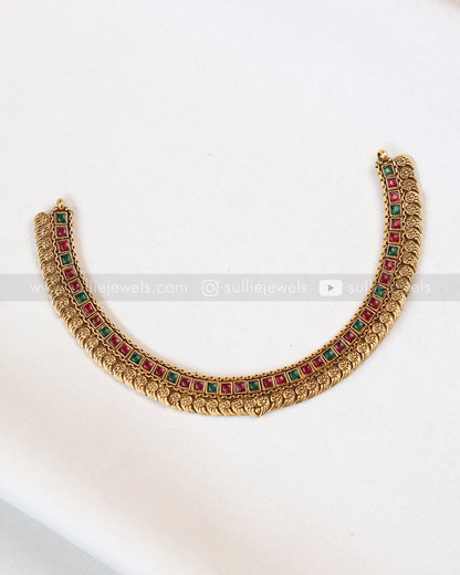 3830 - Sullie Basic - Ruby Green Ethnic Necklace with Stud