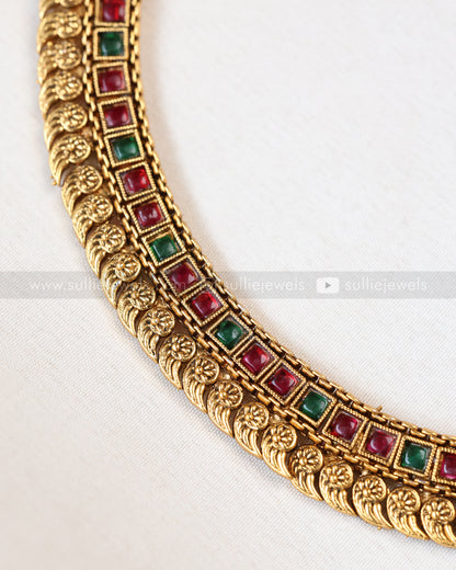 3830 - Sullie Basic - Ruby Green Ethnic Necklace with Stud