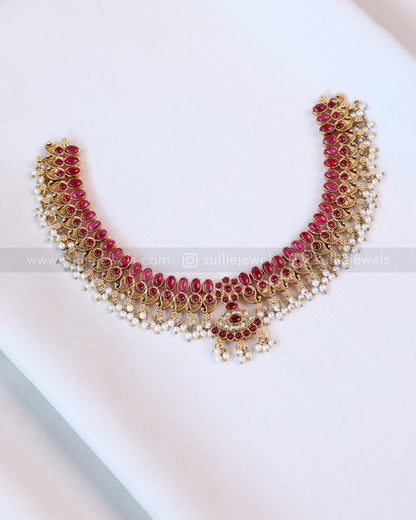 3691 - Sullie Basic Ruby Mango Necklace with Stud