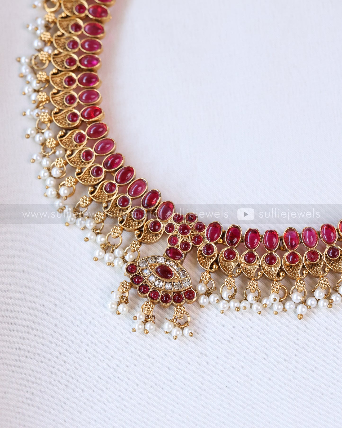 3691 - Sullie Basic Ruby Mango Necklace with Stud