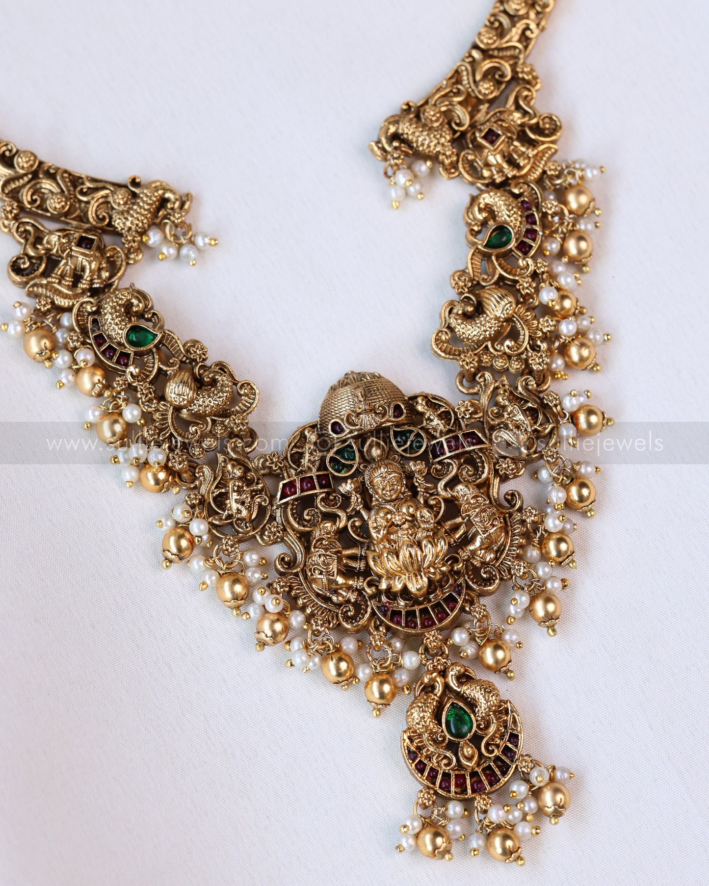 3693 - Sullie Basic Lakshmi Hasli Necklace with Gold Beads and Earrings
