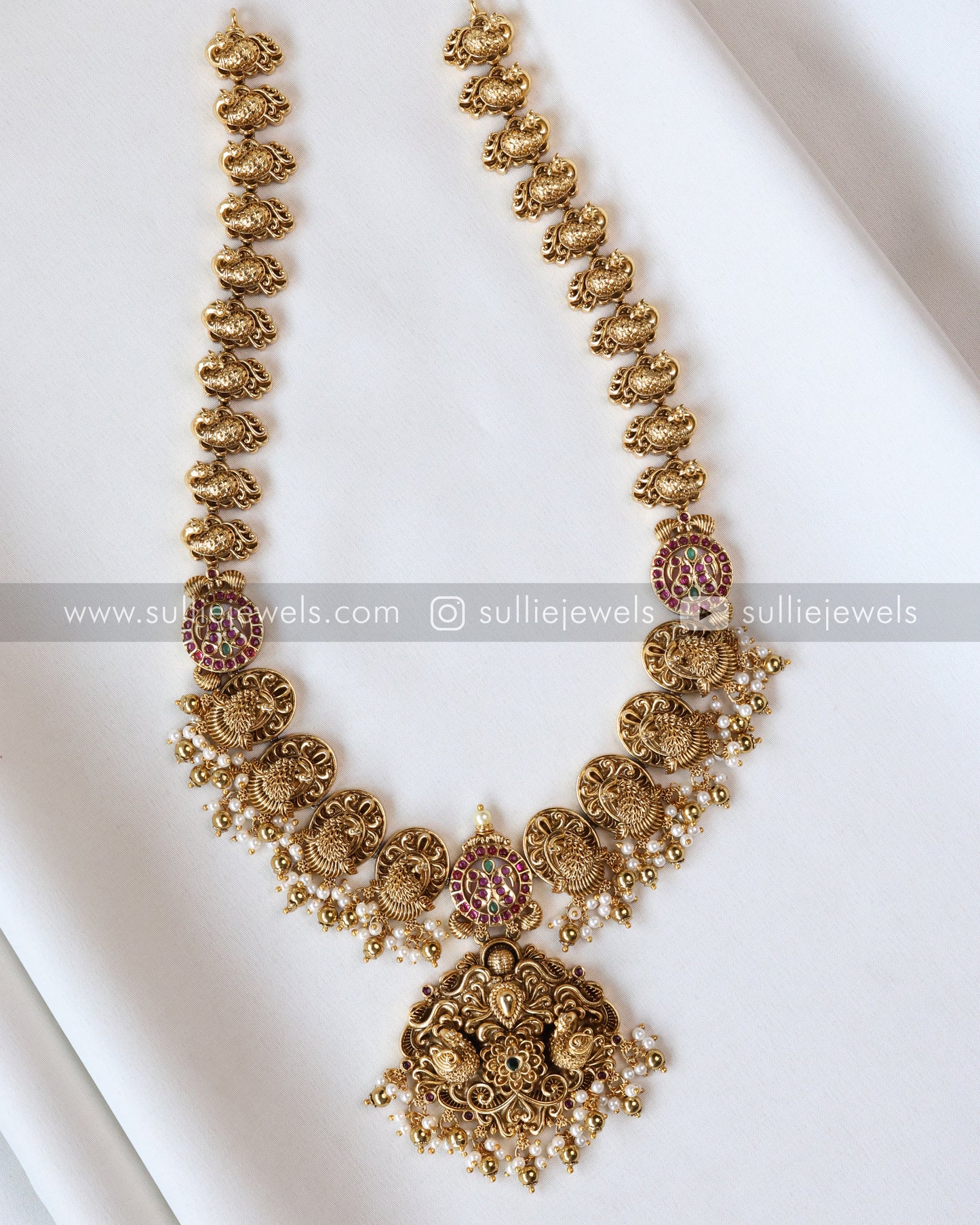 Peacock Gold Long Chain / Haram with Jhumka