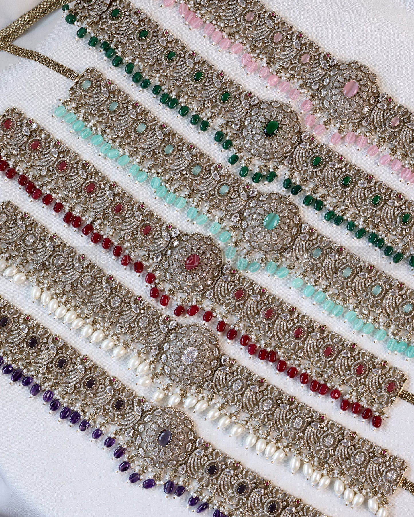 Peacock Design Victorian Stone Premium Hipchain - 6 colours