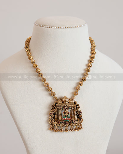 6062 - Sullie Basic - Pink & Green Enamel Goddess Ball Chain Pendant with Jhumka