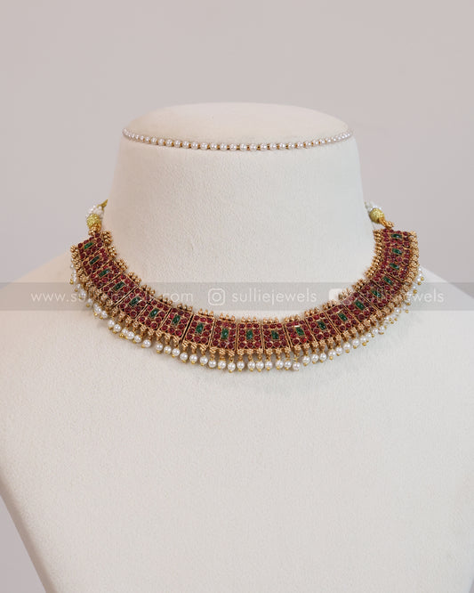 3697 - Sullie Basic Traditional Poothali Necklace with Studs
