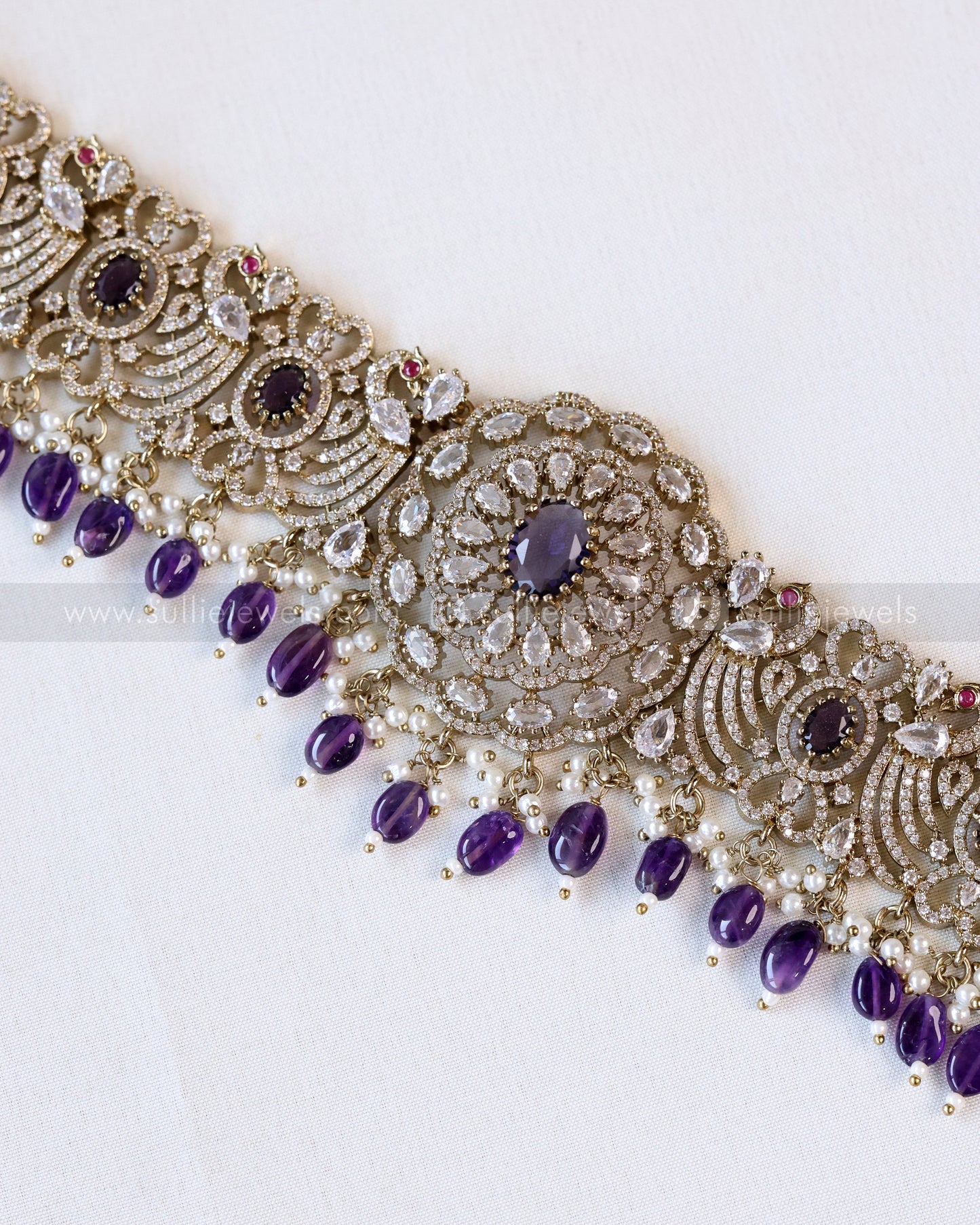 Peacock Design Victorian Stone Premium Hipchain - 6 colours