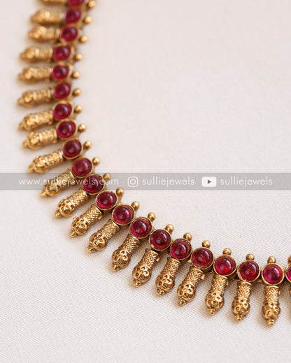 Red Stone Gold Necklace with Stud