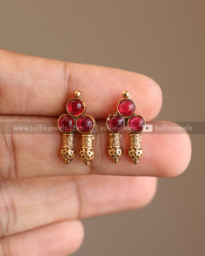 Red Stone Gold Necklace with Stud