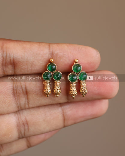 Green Stone Gold Necklace with Stud