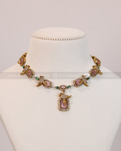 3638 - Pastel Pink Parrot Necklace with Stud