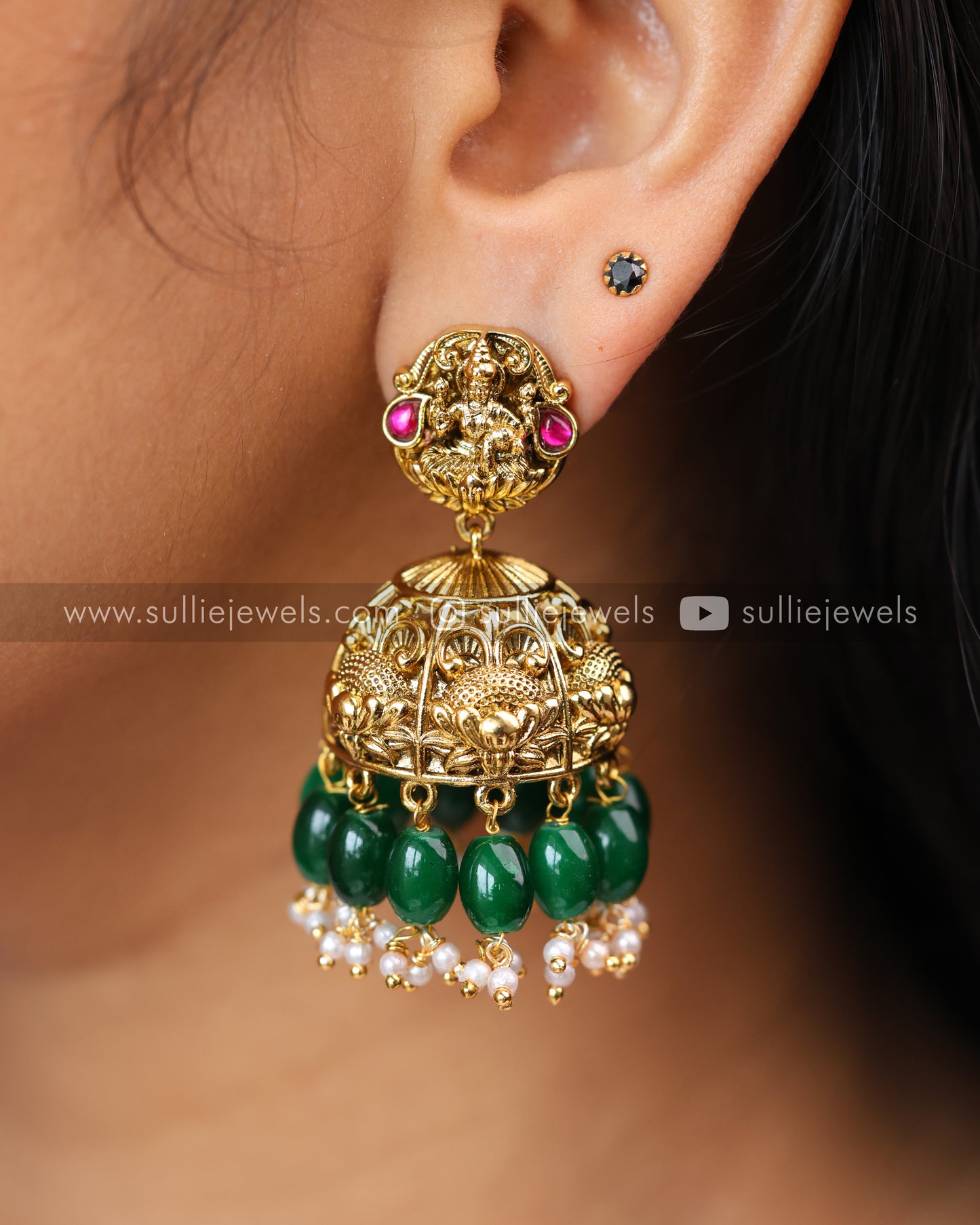Premium Goddess Bridal Combo - Green Beads ( 3 piece )