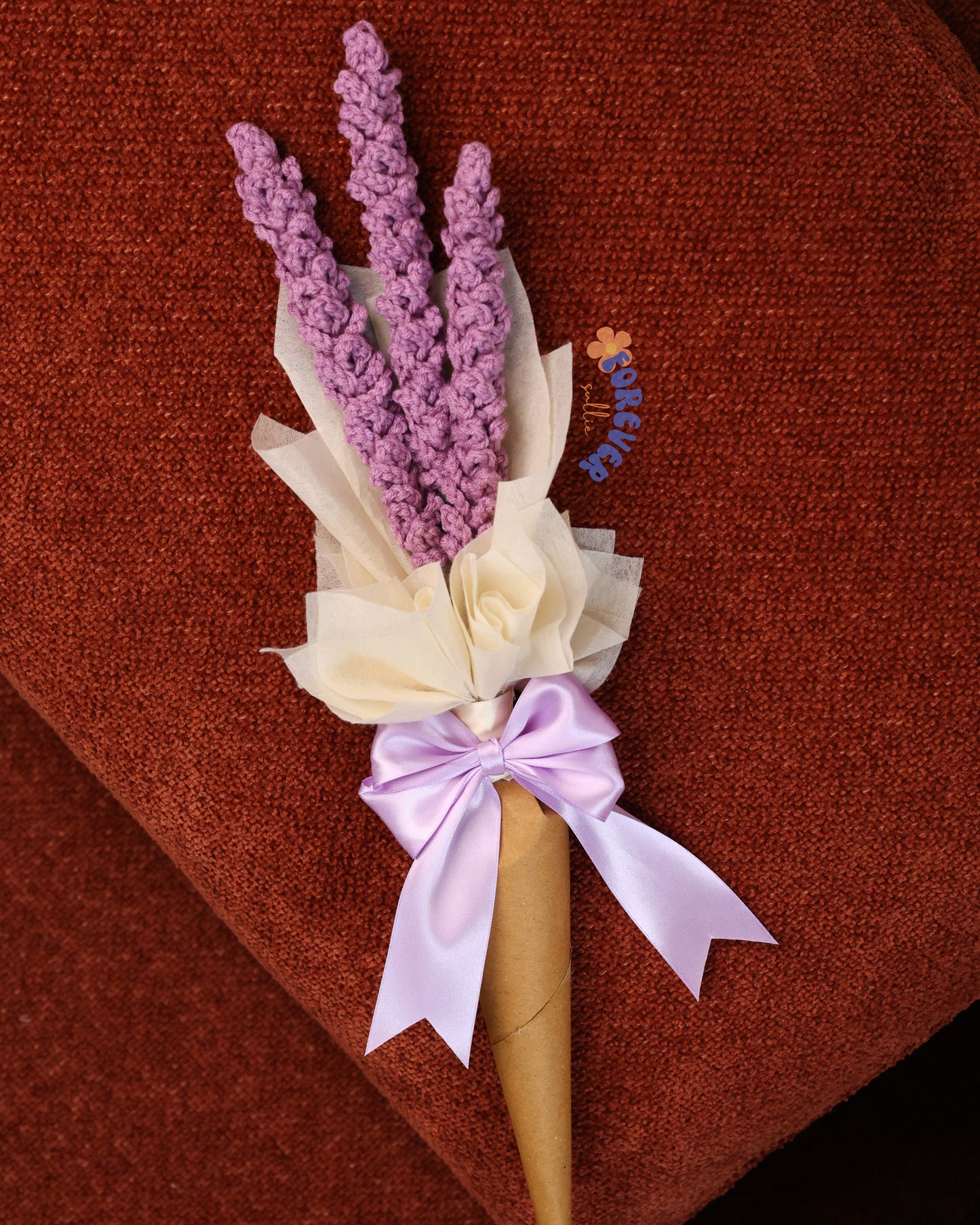 Lavender Promise - Crochet Bouquet of 3 Lavender Stems