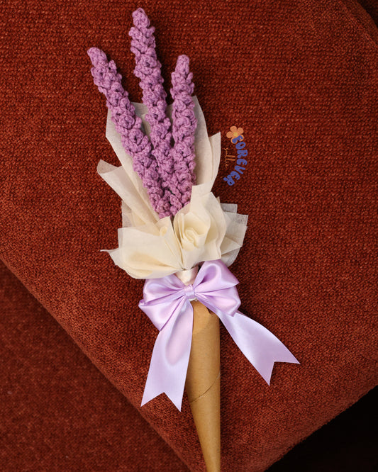 Lavender Promise - Crochet Bouquet of 3 Lavender Stems