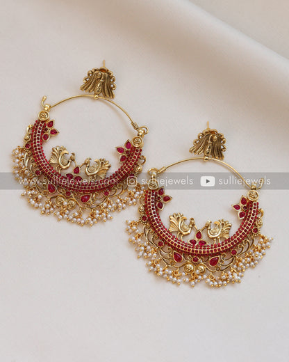 Peacock Chandbali Kemp Earrings