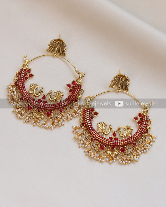 Peacock Chandbali Kemp Earrings