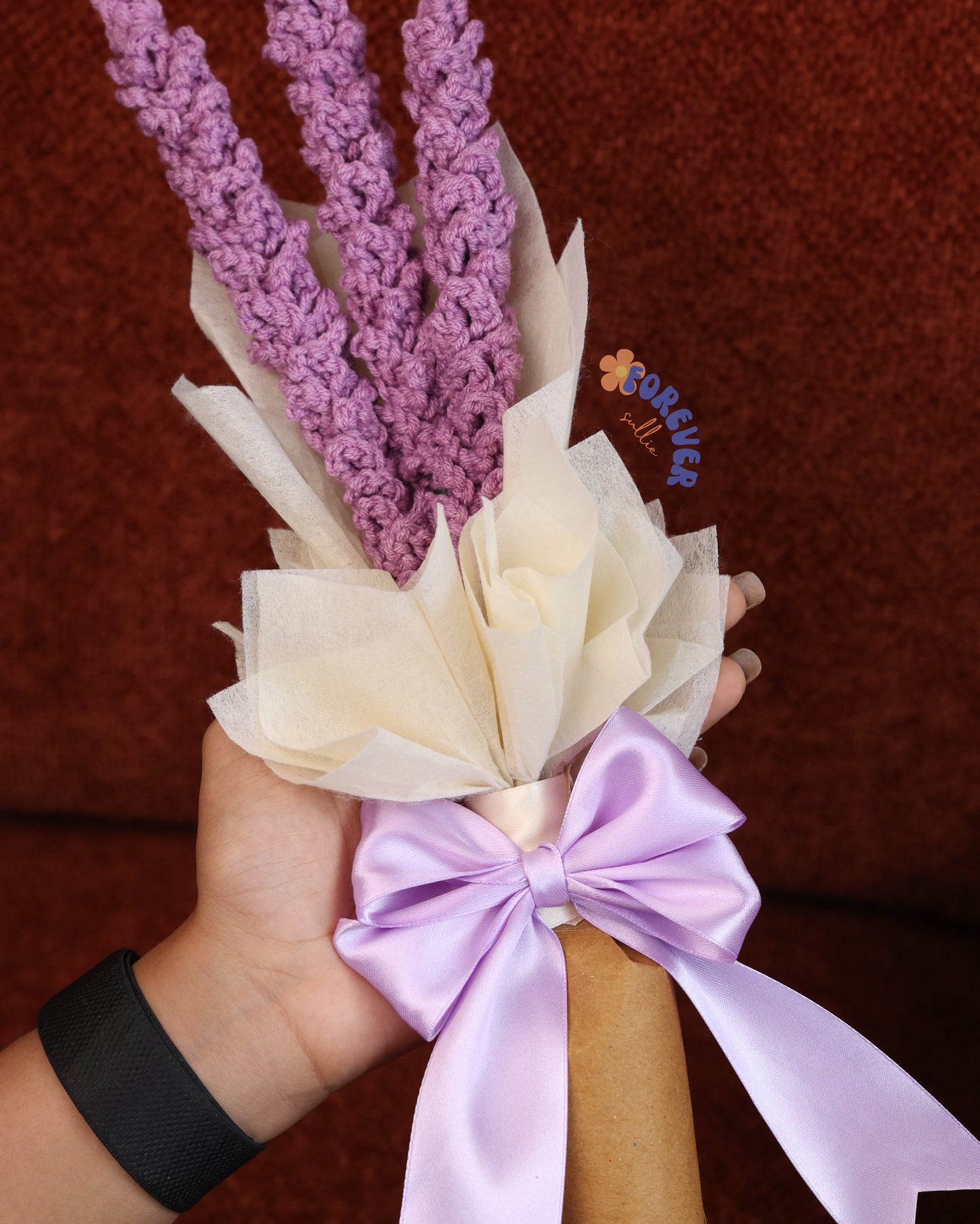 Lavender Promise - Crochet Bouquet of 3 Lavender Stems