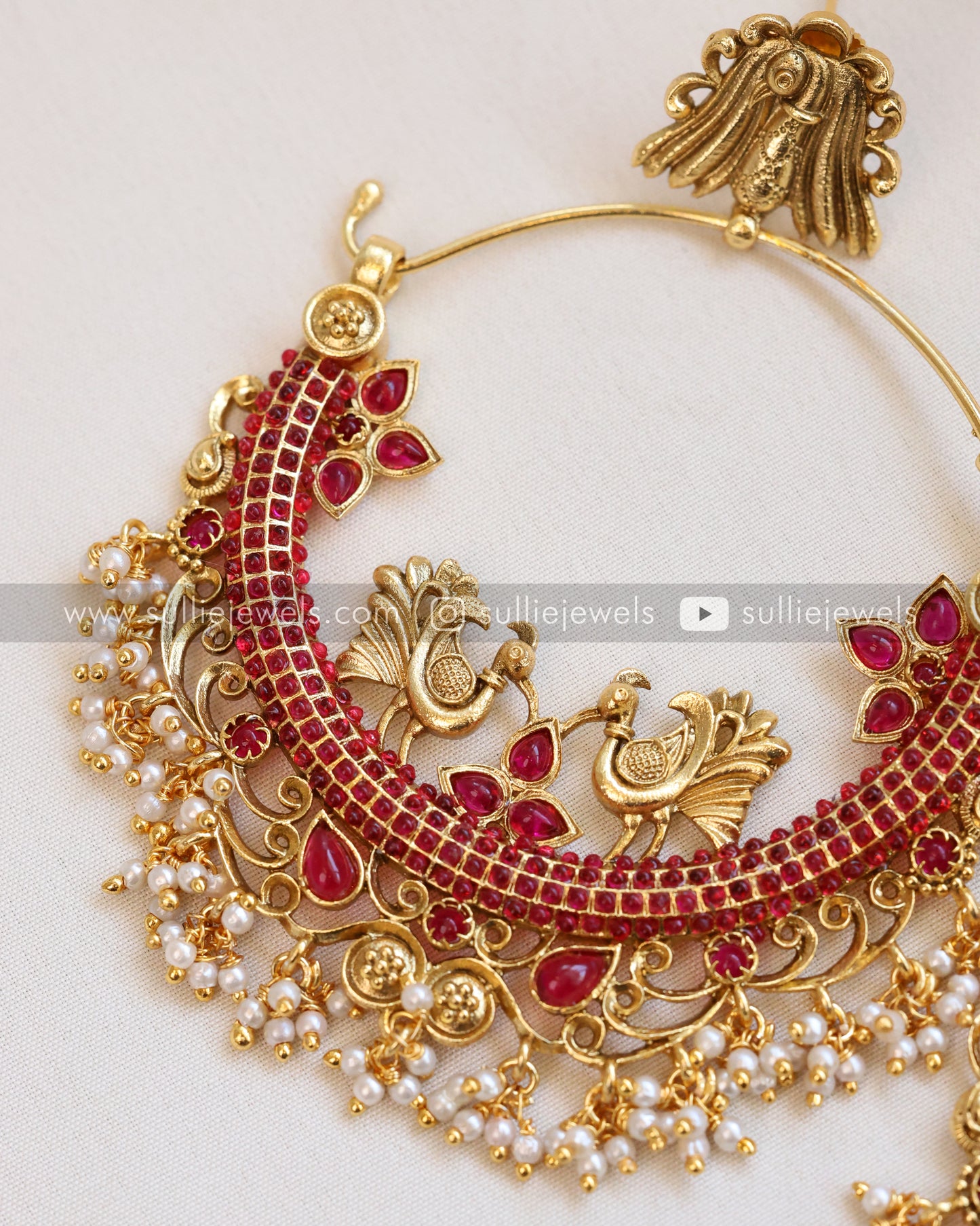 Peacock Chandbali Kemp Earrings