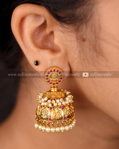 Premium Lakshmi Coin Guttapusalu Necklace with Jhumkas