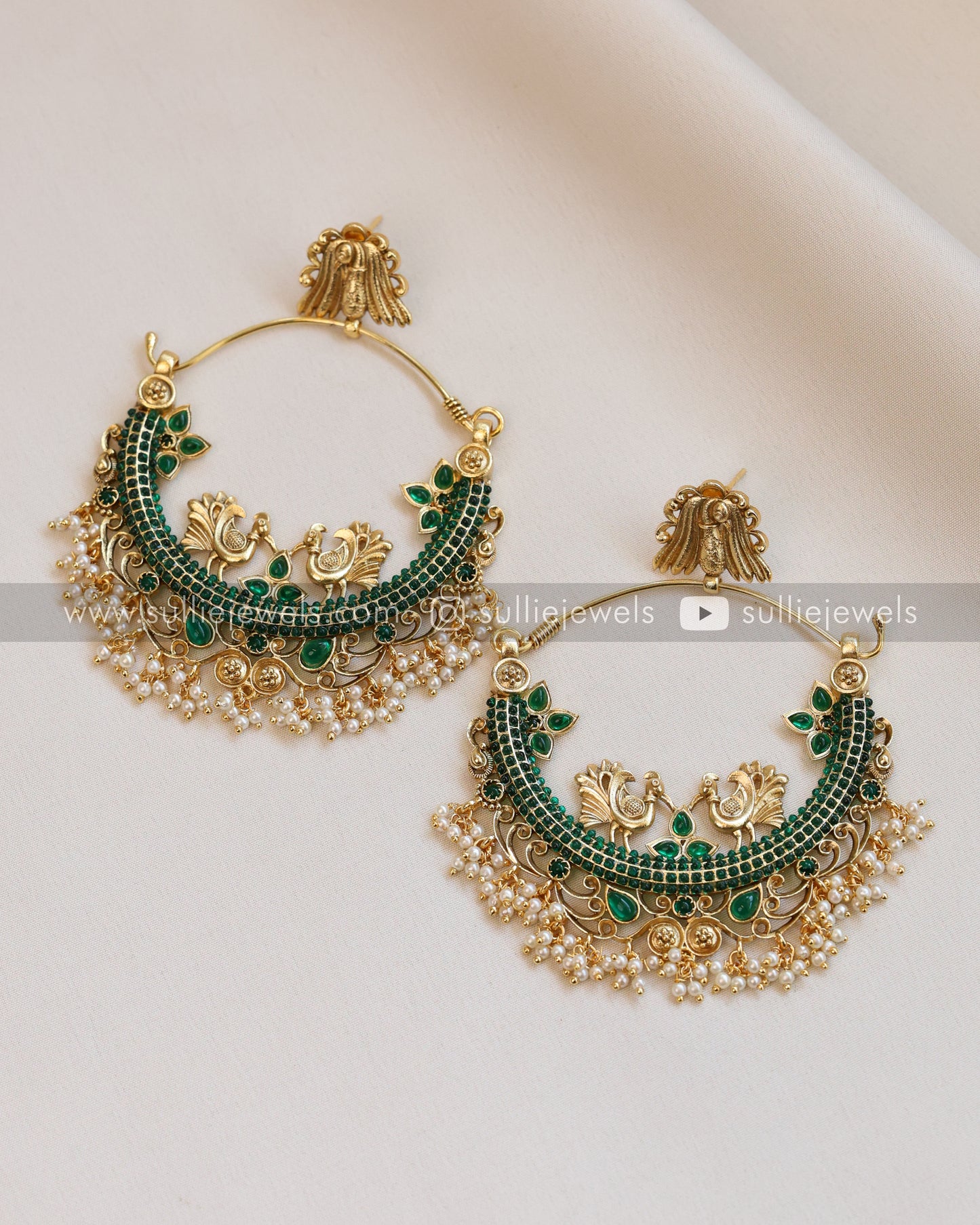 Peacock Chandbali Kemp Earrings