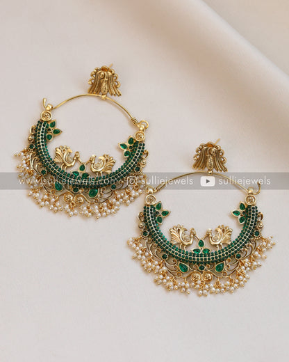 Peacock Chandbali Kemp Earrings