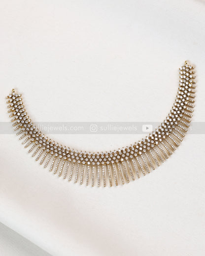 3844 - White Premium AD Spike Necklace with Earring