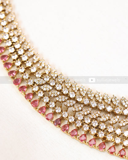 3832 - Ruby Premium Diamond Necklace with Earring