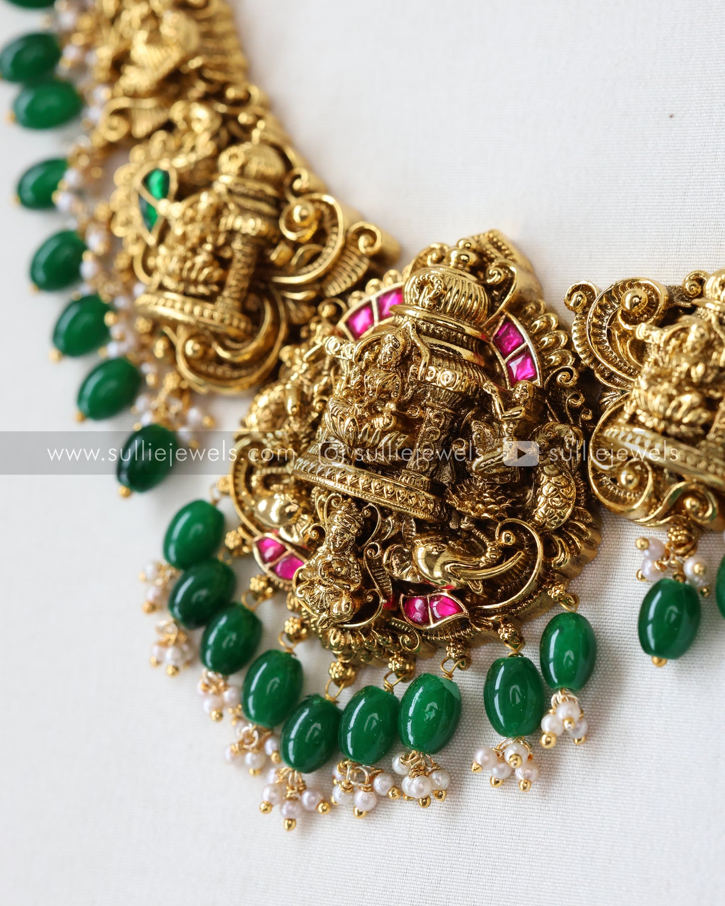 Premium Goddess Bridal Combo - Green Beads ( 3 piece )