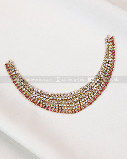 3832 - Ruby Premium Diamond Necklace with Earring