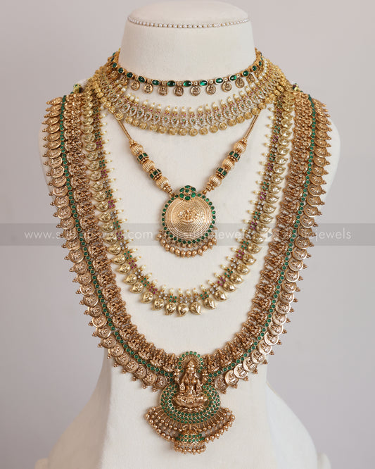 Lakshmi Green Gold Coin Bridal Combo ( 8 piece )