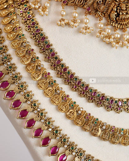 Gold & Ruby Palakka Coin Bridal Combo ( 6 Piece )