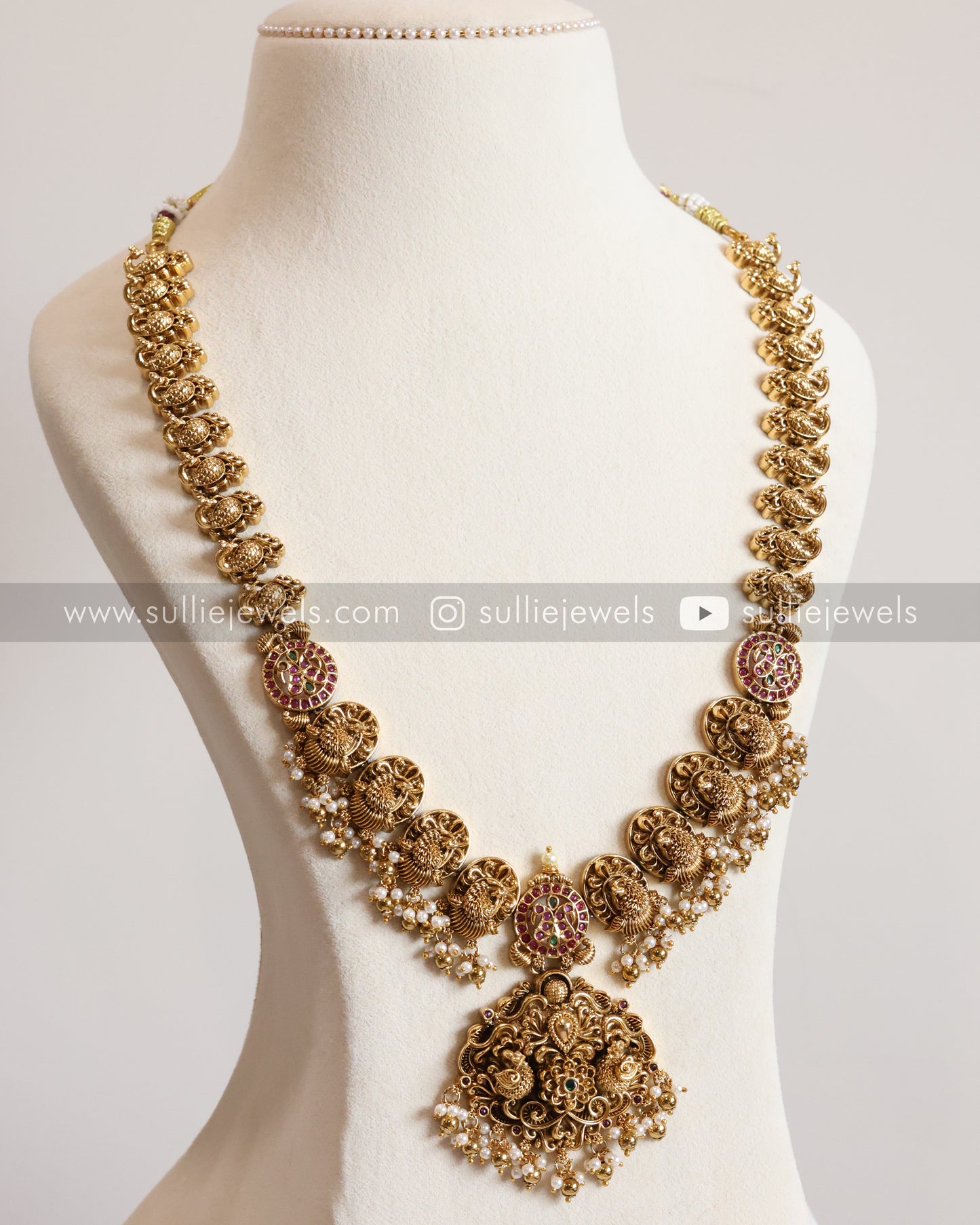 Peacock Gold Long Chain / Haram with Jhumka