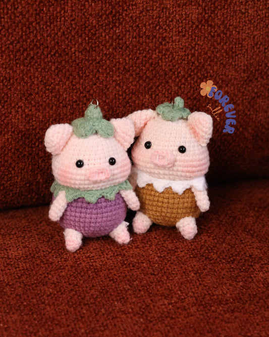Peppa Pig Crochet Keychain - Lavender