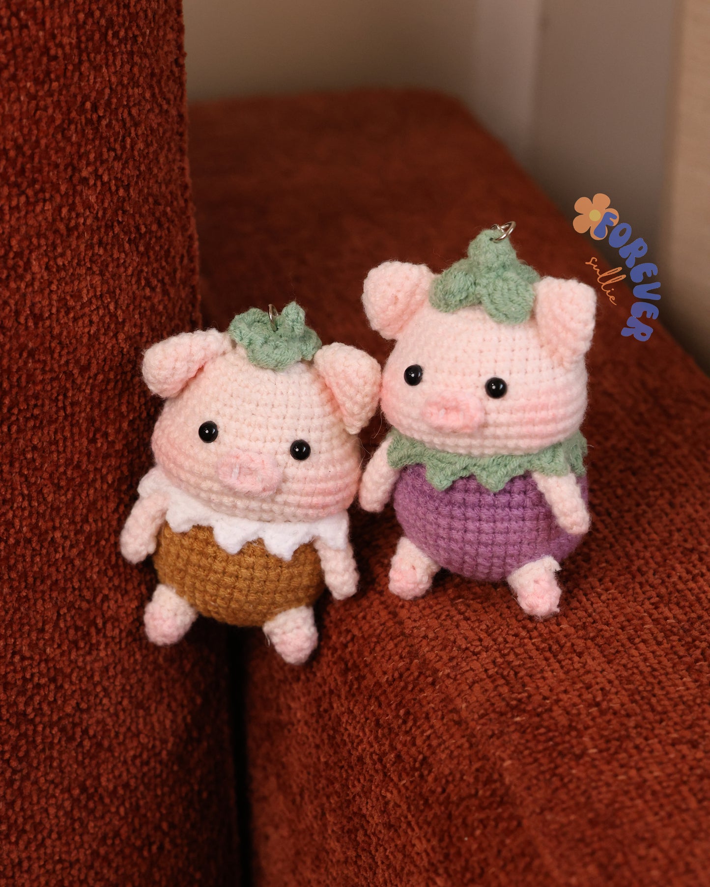 Peppa Pig Crochet Keychain - Lavender