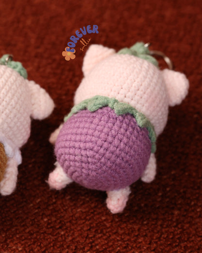 Peppa Pig Crochet Keychain - Lavender