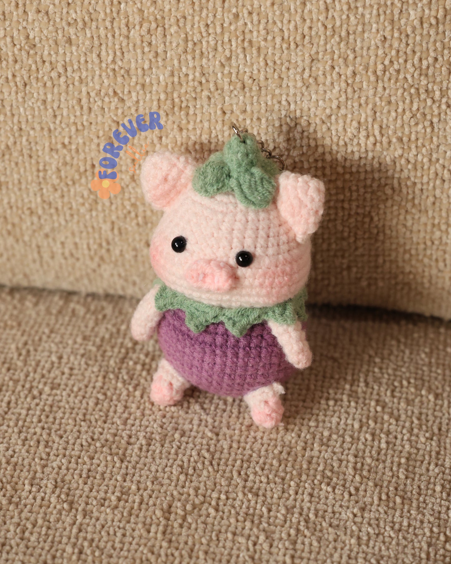 Peppa Pig Crochet Keychain - Lavender