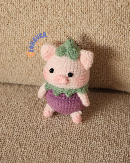 Peppa Pig Crochet Keychain - Lavender