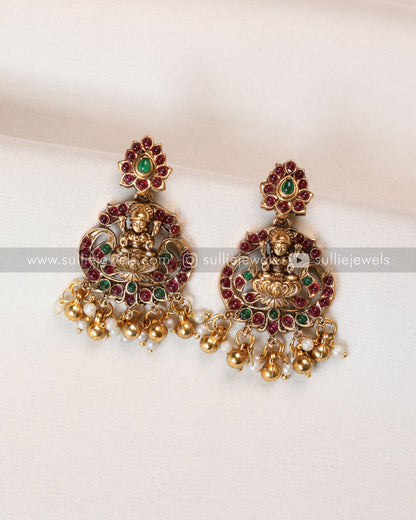 Sullie Basic - Lakshmi Detailed Elephant Peacock Necklace with Earring