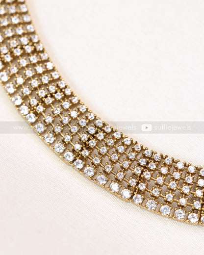 3836 - AD Red Centre Stone Necklace with Stud