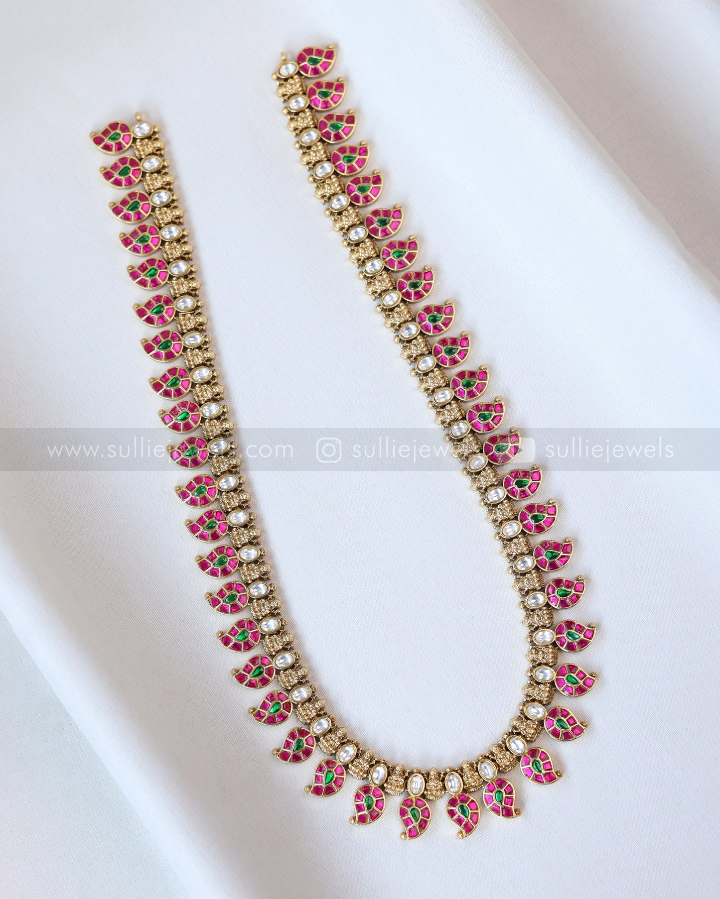 7139 - Premium Jadau Kemp Mango Haaram Chain with Stud