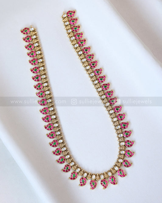7139 - Premium Jadau Kemp Mango Haaram Chain with Stud